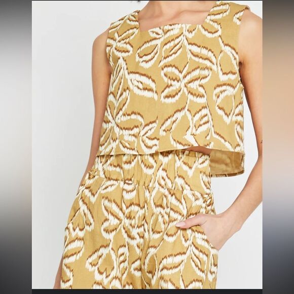 Kourt Willow print set neutral top pants small s resort wear - Picture 2 of 8